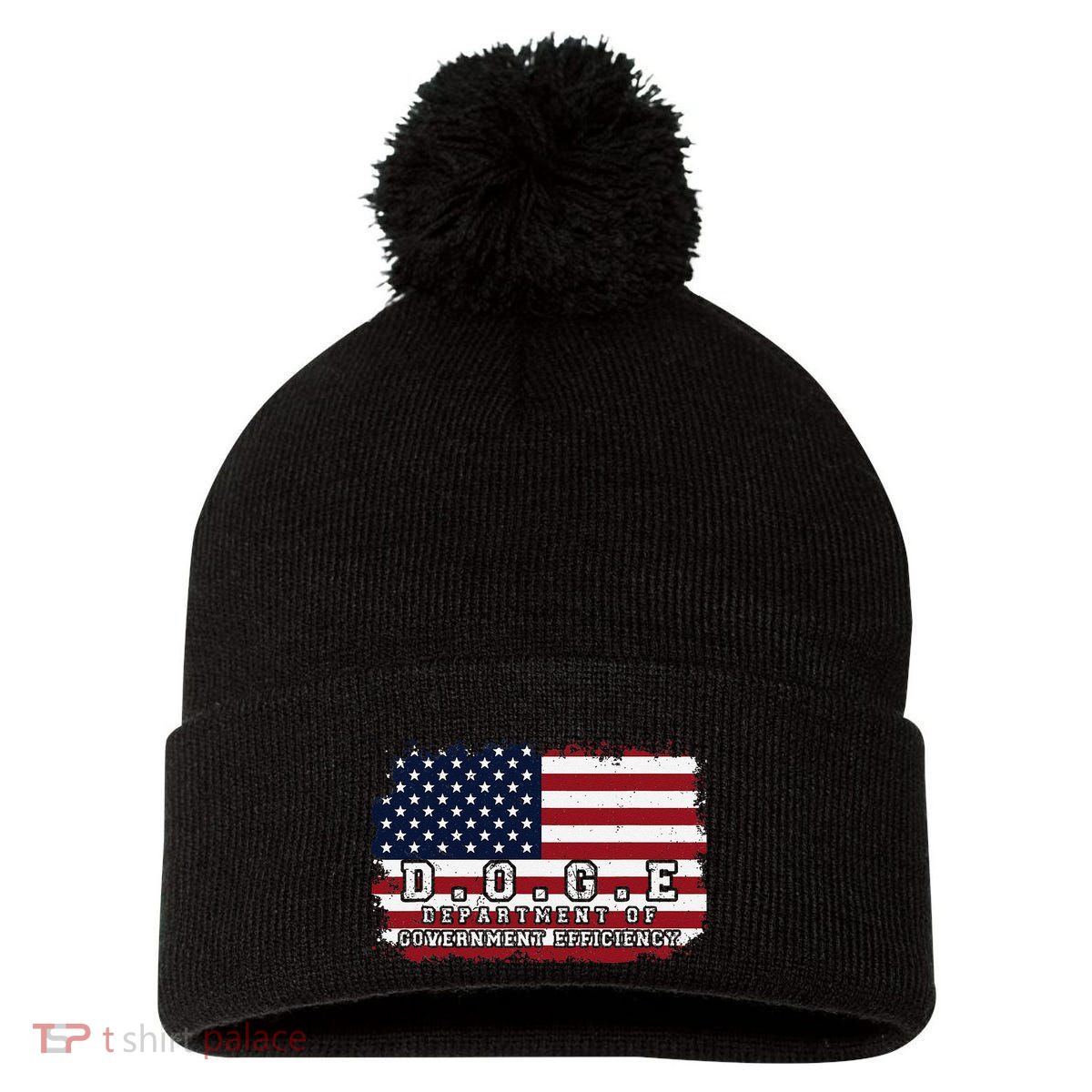 D.O.G.E. Doge Department Patriotic Office Worker Design Pom Pom 12in Knit Beanie