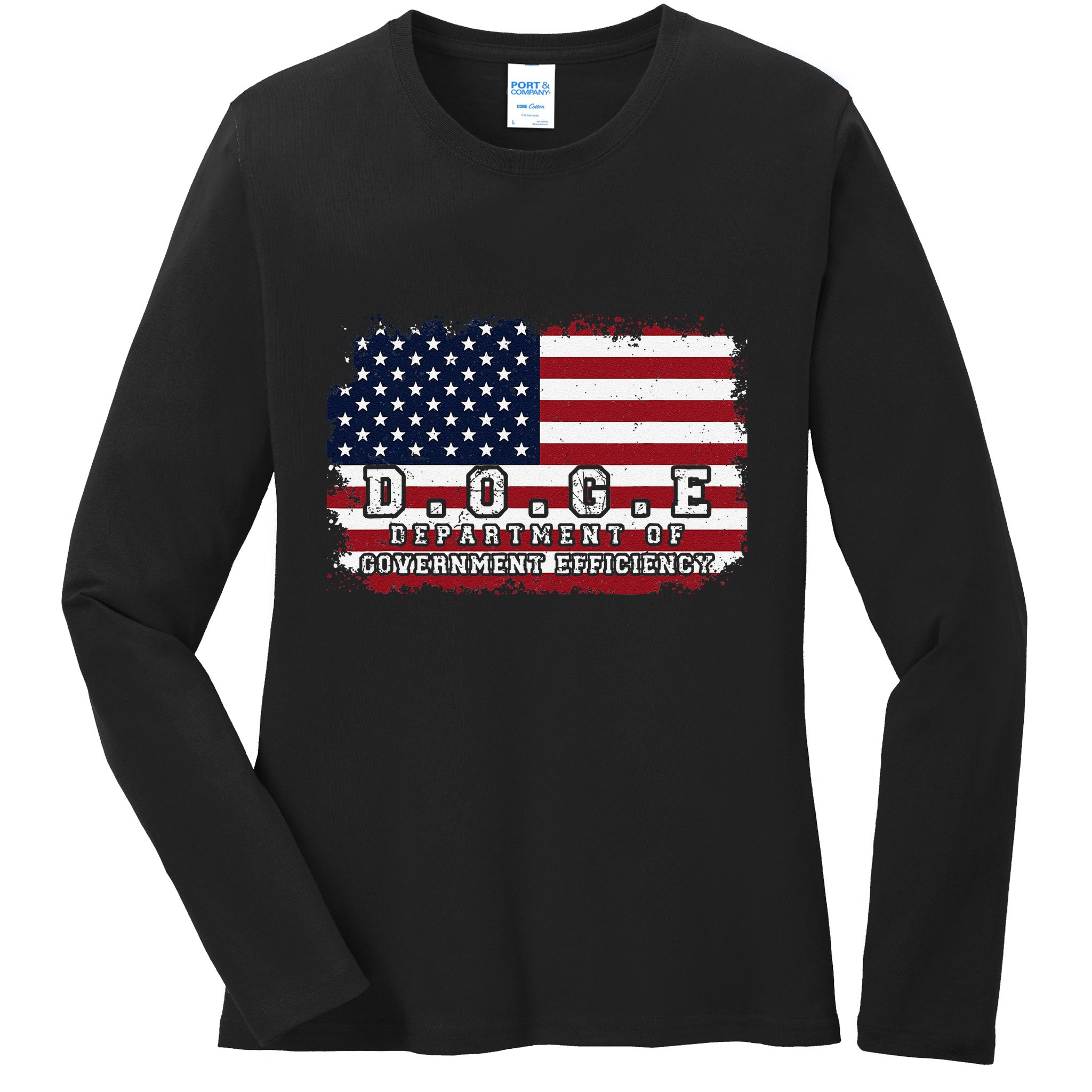 D.O.G.E. Doge Department Patriotic Office Worker Design Ladies Long Sleeve Shirt