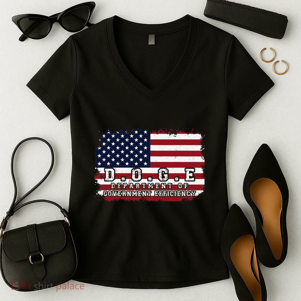 D.O.G.E. Doge Department Patriotic Office Worker Design Women's V-Neck T-Shirt