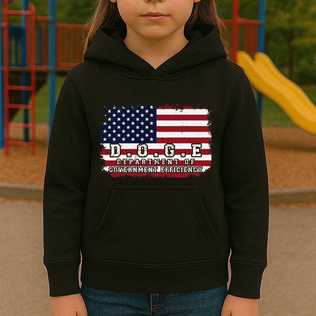 D.O.G.E. Doge Department Patriotic Office Worker Design Kids Hoodie