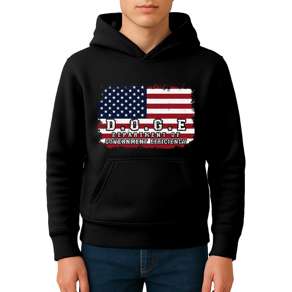 D.O.G.E. Doge Department Patriotic Office Worker Design Kids Hoodie