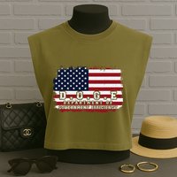 D.O.G.E. Doge Department Patriotic Office Worker Design Garment-Dyed Women's Muscle Tee