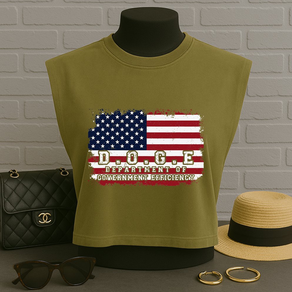 D.O.G.E. Doge Department Patriotic Office Worker Design Garment-Dyed Women's Muscle Tee