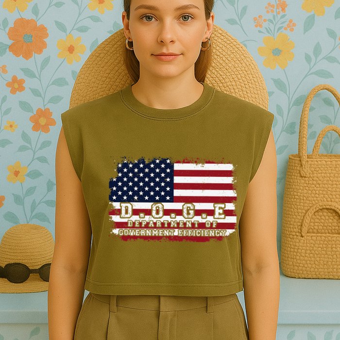 D.O.G.E. Doge Department Patriotic Office Worker Design Garment-Dyed Women's Muscle Tee