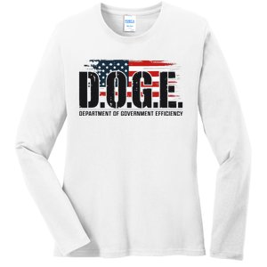 D.O.G.E Doge Department Of Government Efficiency Ladies Long Sleeve Shirt