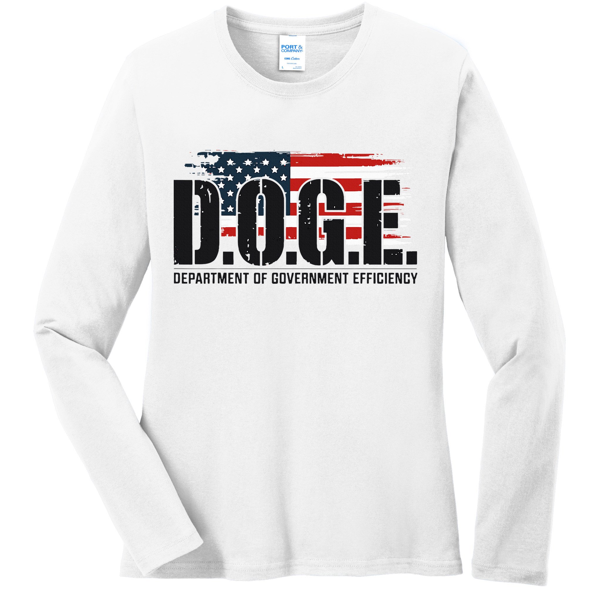 D.O.G.E Doge Department Of Government Efficiency Ladies Long Sleeve Shirt