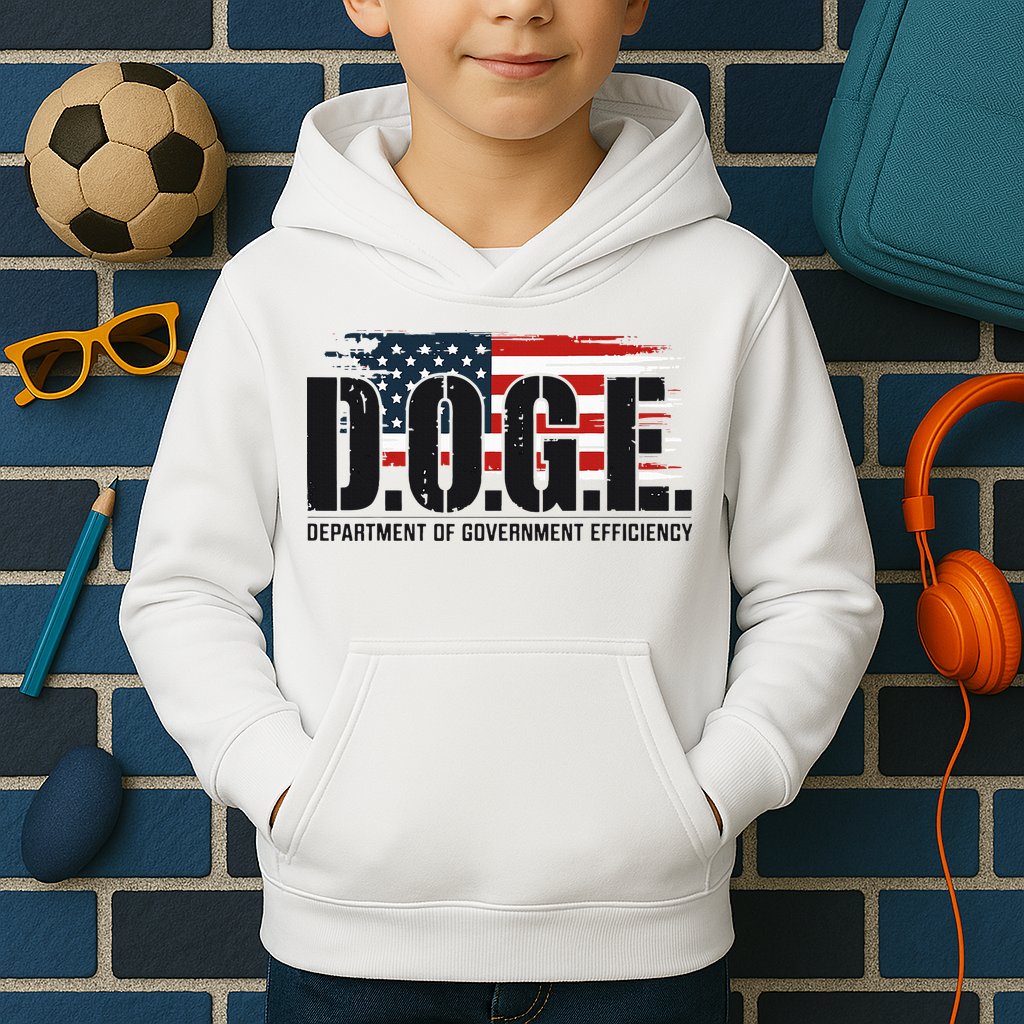 D.O.G.E Doge Department Of Government Efficiency Kids Hoodie