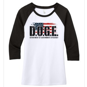 D.O.G.E Doge Department Of Government Efficiency Women's Tri-Blend 3/4-Sleeve Raglan Shirt