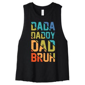 Dada Daddy Dad Bruh Funny T Women's Racerback Cropped Tank