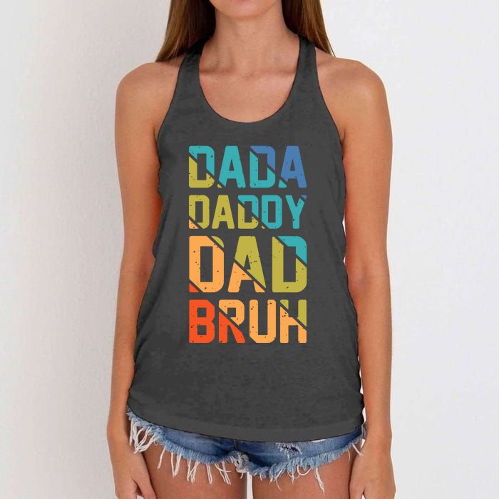 Dada Daddy Dad Bruh Funny T Women's Knotted Racerback Tank