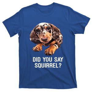 Dapple Dachshund Did You Say Squirrel Hooded Gift T-Shirt