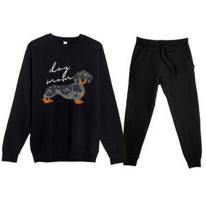 Dapple Dachshund Dog Mom Woman Premium Crewneck Sweatsuit Set