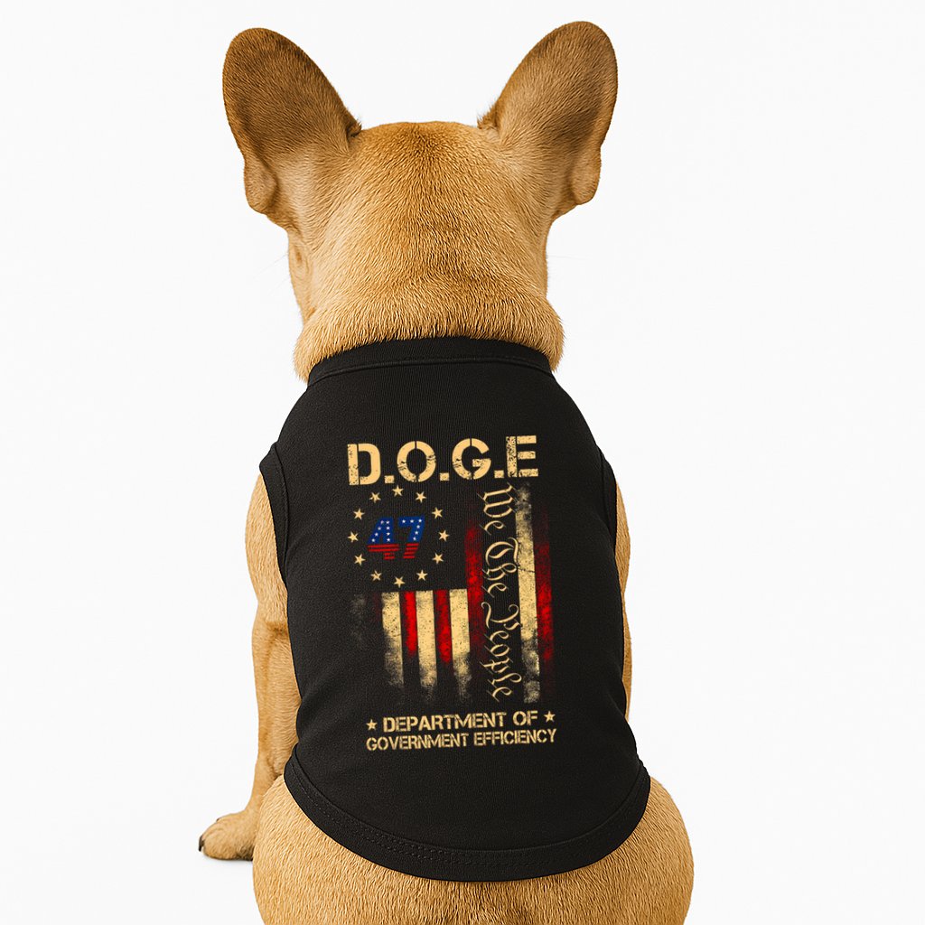 Doge D.O.G.E Department Of Government Efficiency America Flag Design Doggie Tank