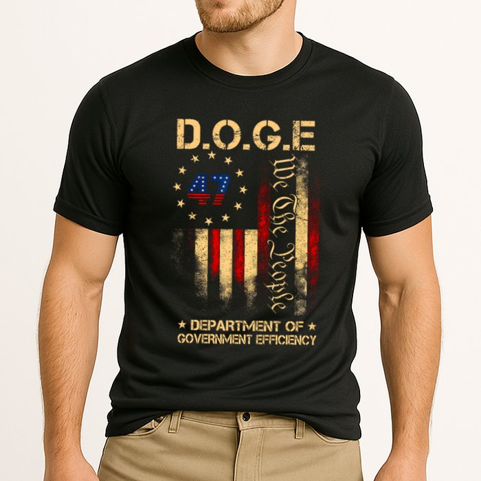 Doge D.O.G.E Department Of Government Efficiency America Flag Design Cooling Performance Crew T-Shirt