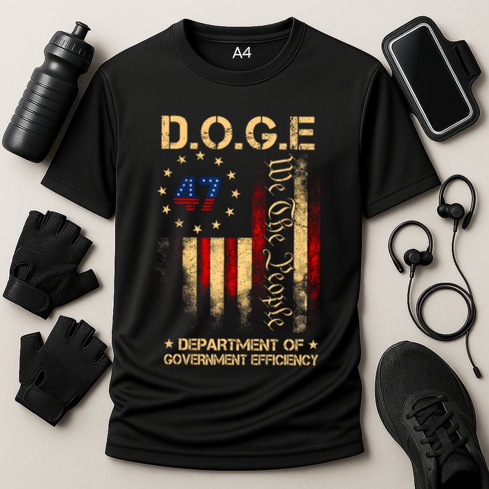 Doge D.O.G.E Department Of Government Efficiency America Flag Design Cooling Performance Crew T-Shirt