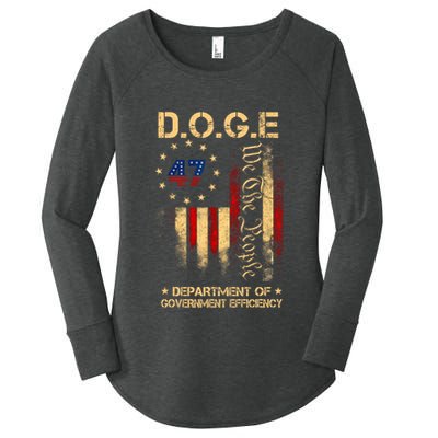 Doge D.O.G.E Department Of Government Efficiency America Flag Design Women's Perfect Tri Tunic Long Sleeve Shirt