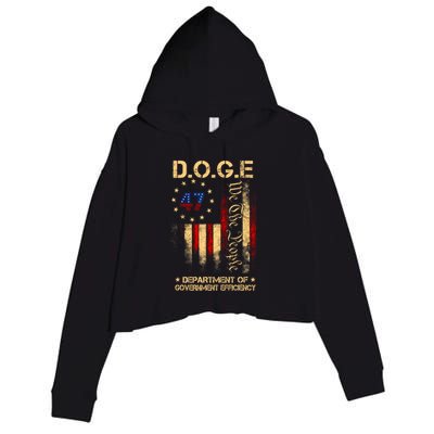 Doge D.O.G.E Department Of Government Efficiency America Flag Design Crop Fleece Hoodie