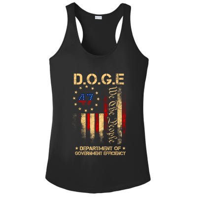 Doge D.O.G.E Department Of Government Efficiency America Flag Design Ladies PosiCharge Competitor Racerback Tank