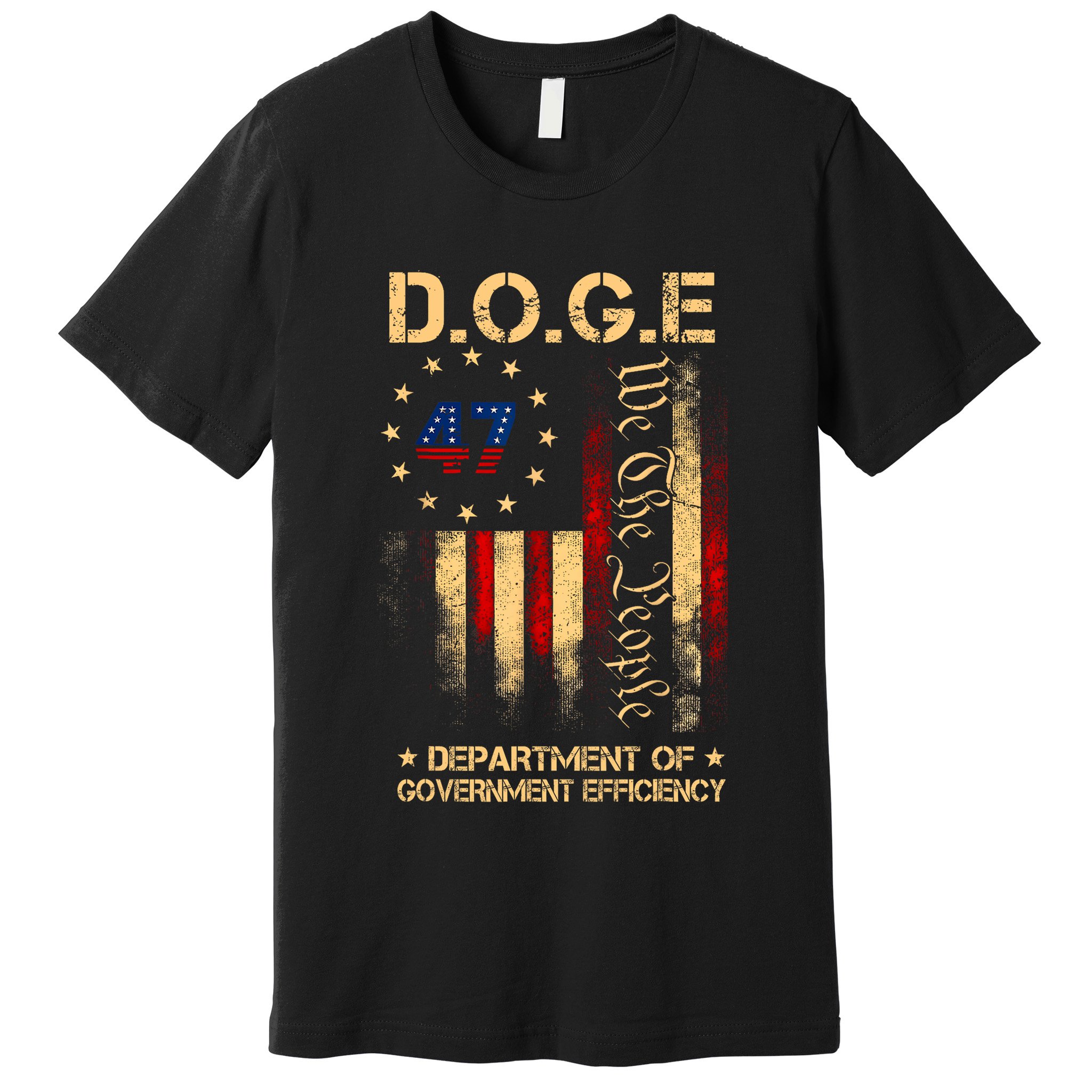Doge D.O.G.E Department Of Government Efficiency America Flag Design Premium T-Shirt