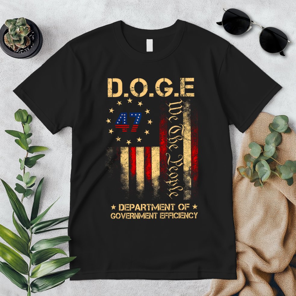 Doge D.O.G.E Department Of Government Efficiency America Flag Design Premium T-Shirt