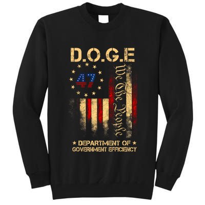 Doge D.O.G.E Department Of Government Efficiency America Flag Design Tall Sweatshirt