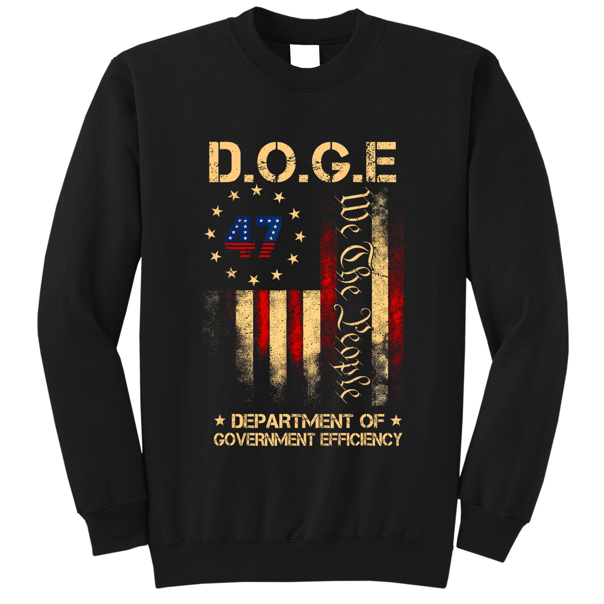 Doge D.O.G.E Department Of Government Efficiency America Flag Design Tall Sweatshirt