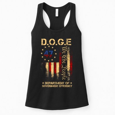 Doge D.O.G.E Department Of Government Efficiency America Flag Design Womens Tank Top