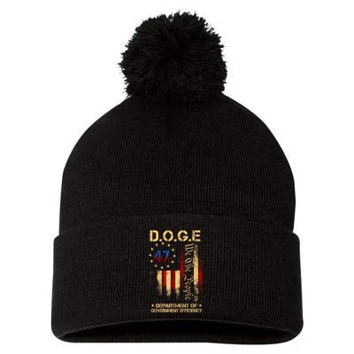 Doge D.O.G.E Department Of Government Efficiency America Flag Design Pom Pom 12in Knit Beanie