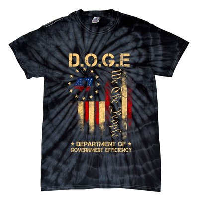 Doge D.O.G.E Department Of Government Efficiency America Flag Design Tie-Dye T-Shirt