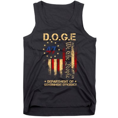 Doge D.O.G.E Department Of Government Efficiency America Flag Design Tank Top
