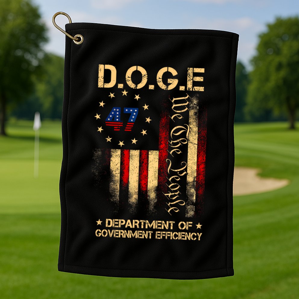 Doge D.O.G.E Department Of Government Efficiency America Flag Design Golf Towel