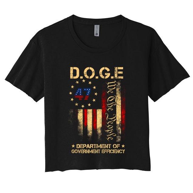 Doge D.O.G.E Department Of Government Efficiency America Flag Design Crop Top