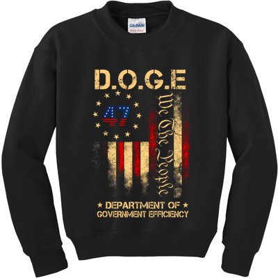 Doge D.O.G.E Department Of Government Efficiency America Flag Design Kids Sweatshirt