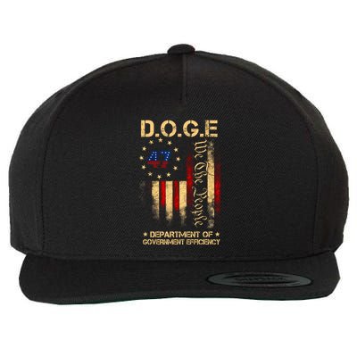 Doge D.O.G.E Department Of Government Efficiency America Flag Design Wool Snapback Cap