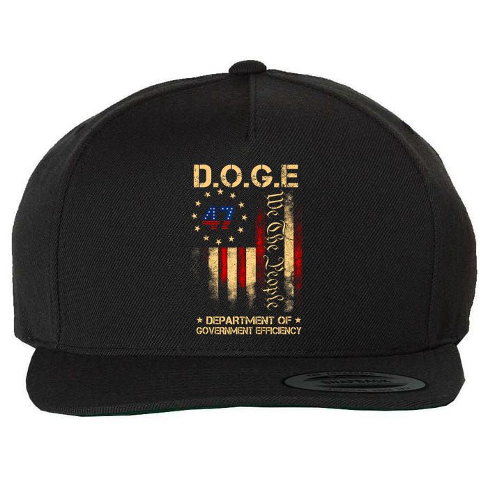 Doge D.O.G.E Department Of Government Efficiency America Flag Design Wool Snapback Cap