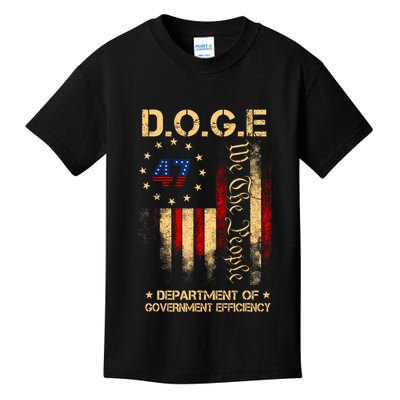 Doge D.O.G.E Department Of Government Efficiency America Flag Design Kids T-Shirt