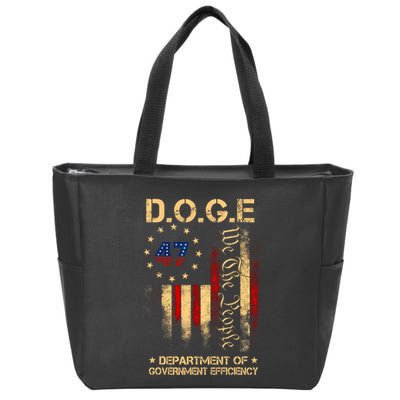 Doge D.O.G.E Department Of Government Efficiency America Flag Design Zip Tote Bag