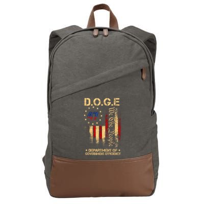 Doge D.O.G.E Department Of Government Efficiency America Flag Design Cotton Canvas Backpack