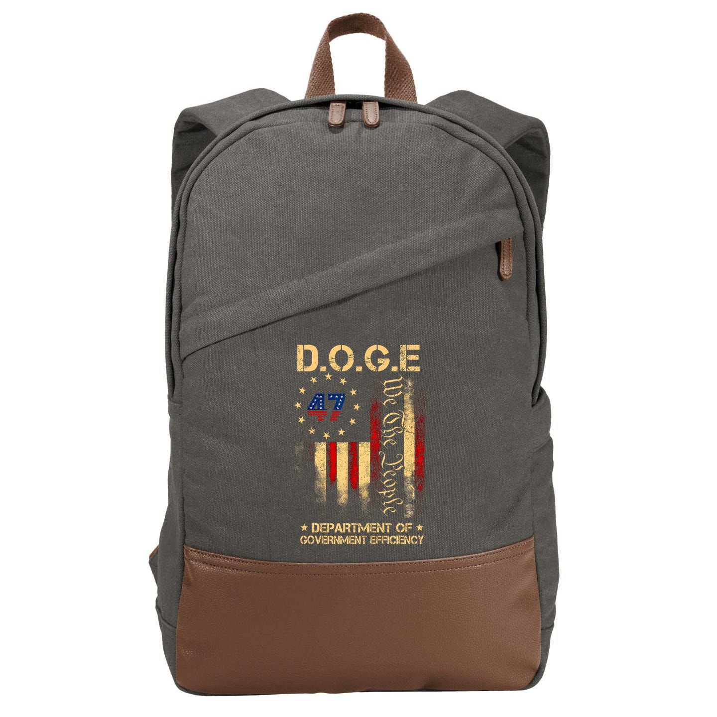 Doge D.O.G.E Department Of Government Efficiency America Flag Design Cotton Canvas Backpack