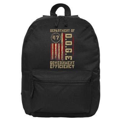 d.O.G.E DOGE Department Of Government Efficiency US Flag   16 in Basic Backpack