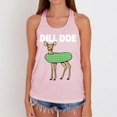 Dill Doe Deer Redneck Pickle Animal Hunter Lover Pickles Great Gift Women's Knotted Racerback Tank