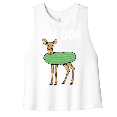 Dill Doe Deer Redneck Pickle Animal Hunter Lover Pickles Great Gift Women's Racerback Cropped Tank