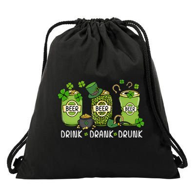 Drink Drank Drunk St Patrick's Day Lucky Irish Beer Drinking Team Drawstring Bag