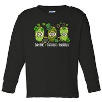 Drink Drank Drunk St Patrick's Day Lucky Irish Beer Drinking Team Toddler Long Sleeve Shirt