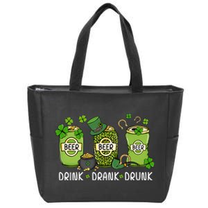 Drink Drank Drunk St Patrick's Day Lucky Irish Beer Drinking Team Zip Tote Bag