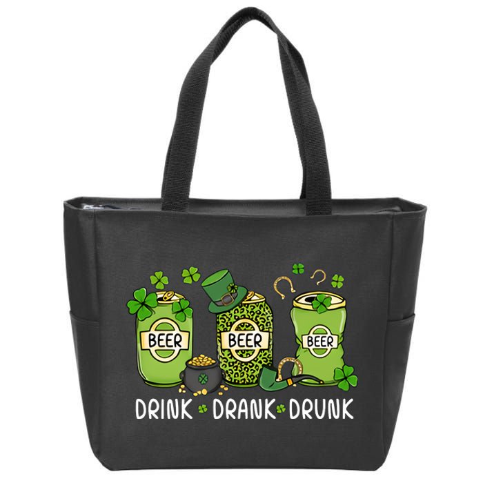 Drink Drank Drunk St Patrick's Day Lucky Irish Beer Drinking Team Zip Tote Bag