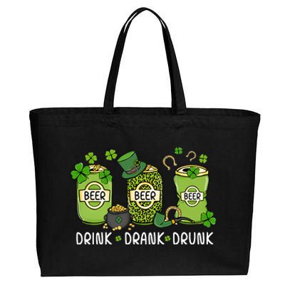 Drink Drank Drunk St Patrick's Day Lucky Irish Beer Drinking Team Cotton Canvas Jumbo Tote