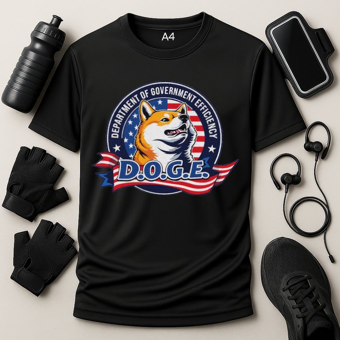 Doge D.O.G.E. Department Of Government Efficiency Cooling Performance Crew T-Shirt