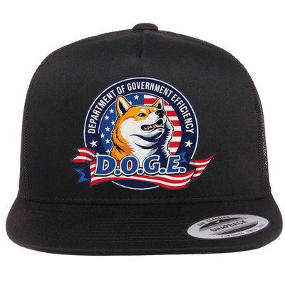 Doge D.O.G.E. Department Of Government Efficiency Flat Bill Trucker Hat