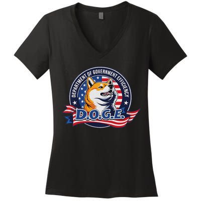 Doge D.O.G.E. Department Of Government Efficiency Women's V-Neck T-Shirt